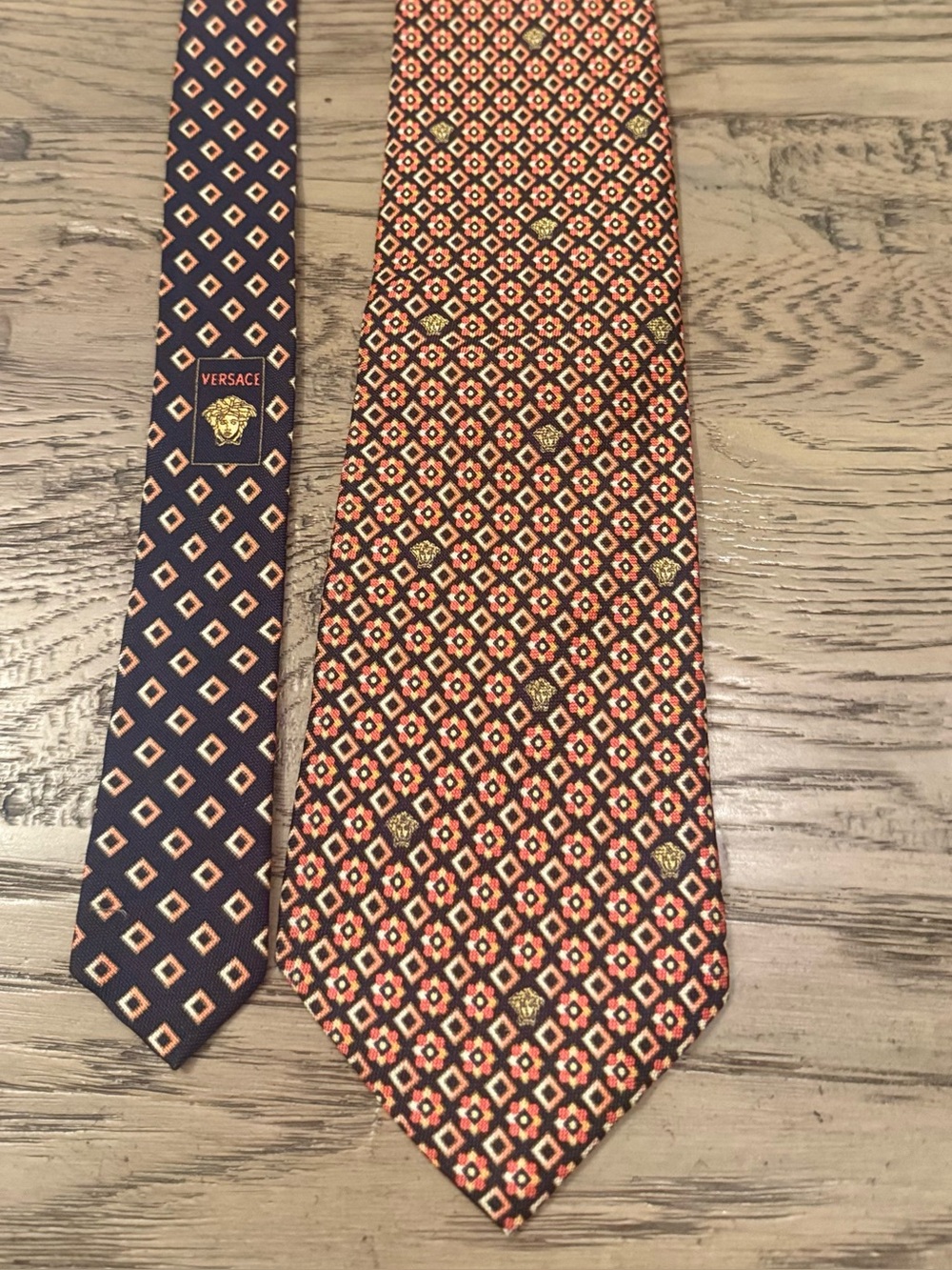 Versace Navy and Red Geometric Silk Tie